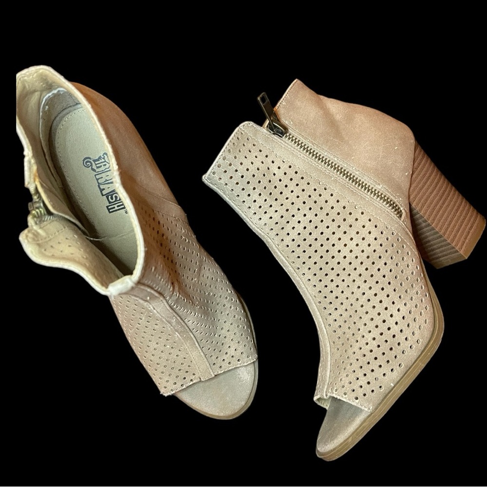 Stylish Perforated Peep-Toe Ankle Booties
